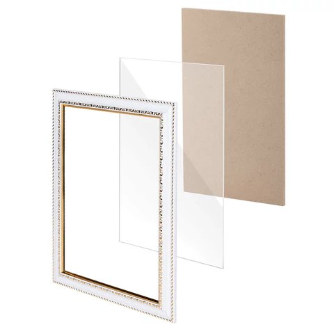 Рамка для фотографий 21*30 см пластик цв. белая с двойной позолотой (багет 30мм) BRAUBERG "HIT4"