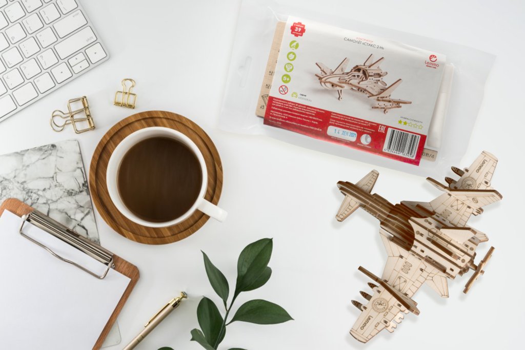 Сборная модель из дерева   39 дет. "Самолет Стакс 2-Н" 140*185*70мм