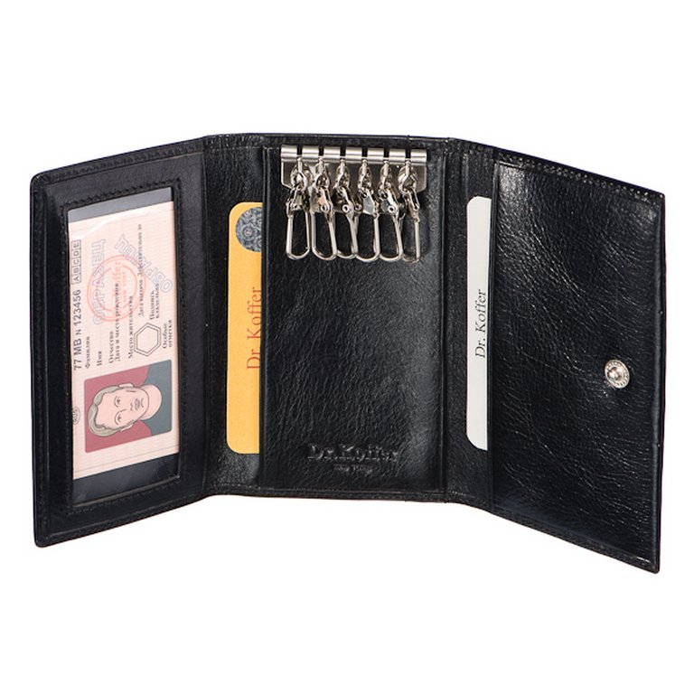 Футляр для ключей Dr.Koffer 7*12,5см, на кнопке, черный