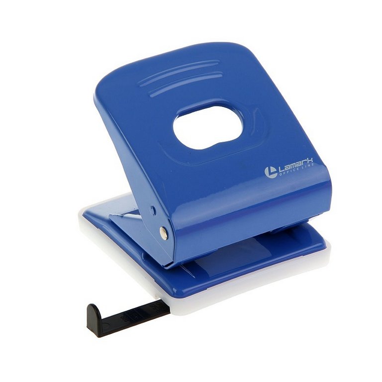 Дырокол до 30л метал. Lаmark "Mettallic", с линейкой, синий