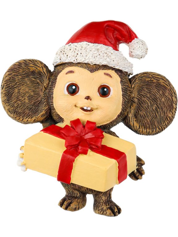 Магнит НГ "Чебурашка с подарочком" 7см, полирезина