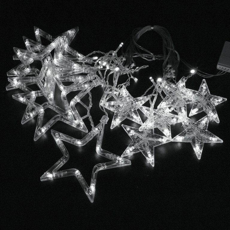 Гирлянда комнатная Бахрома "Звезды" 3м*0,5м, 108 белых ламп, прозрачная нить, 220 В