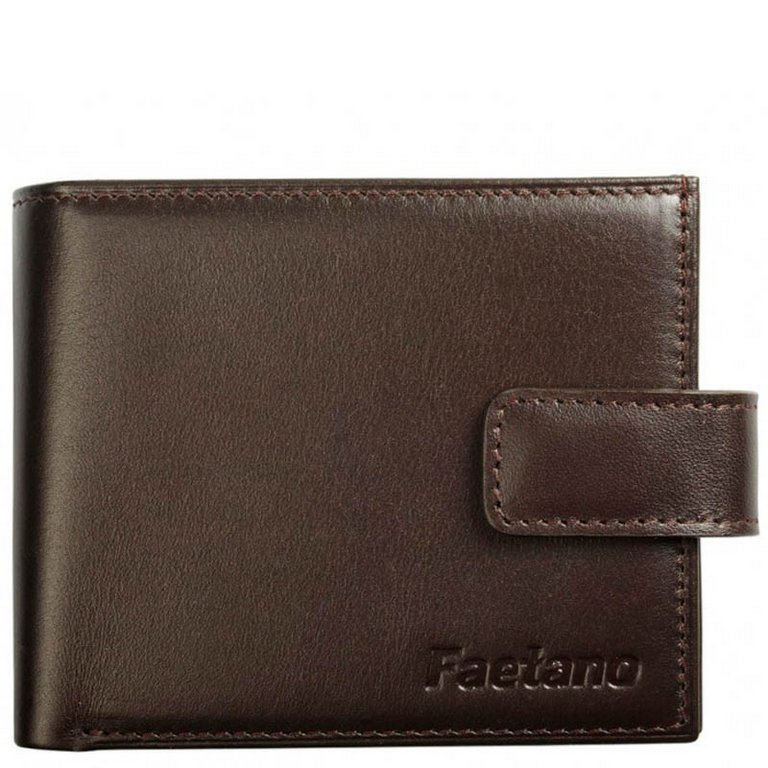Портмоне Faetano мужское, с хлястиком, нат.кожа, коричневый