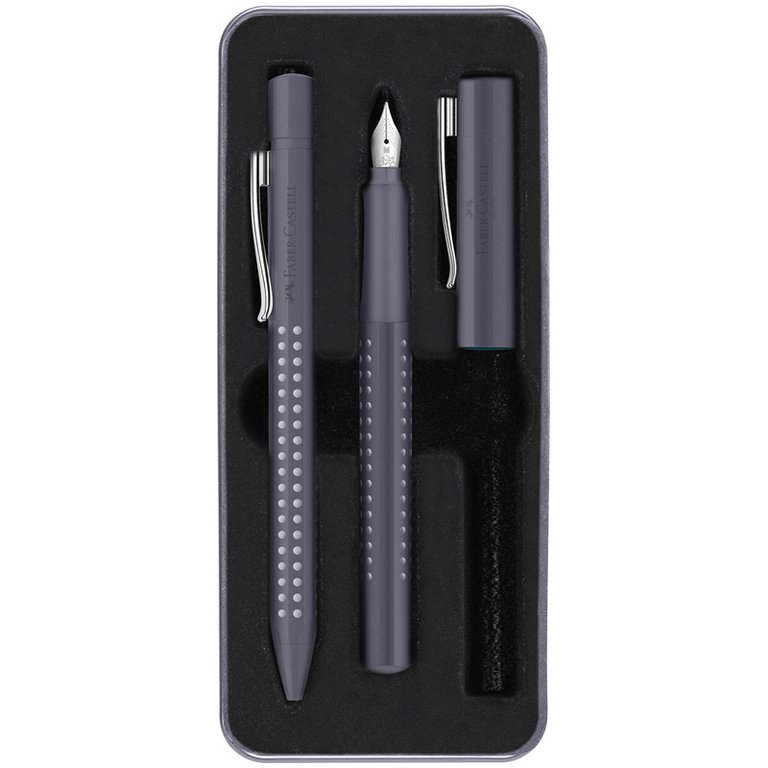 Набор подарочный Faber-Castell "Grip 2010" ручки перьевая+шариковая, 0,7мм, синие, трехгранные