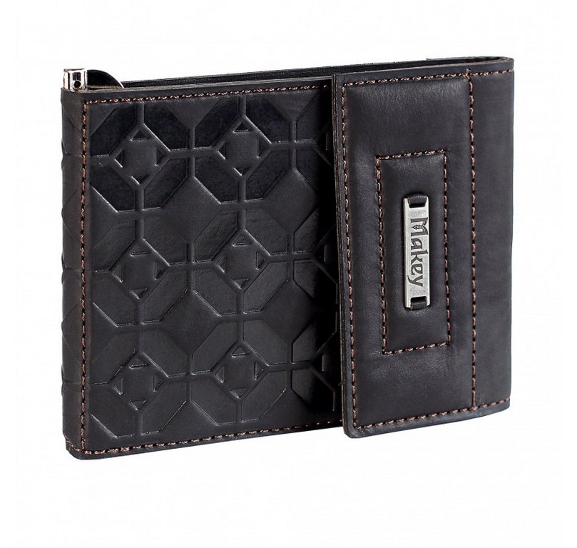 Зажим для денег 80*112мм "Макей" нат. кожа, цвет коричневый (многофункциональный)