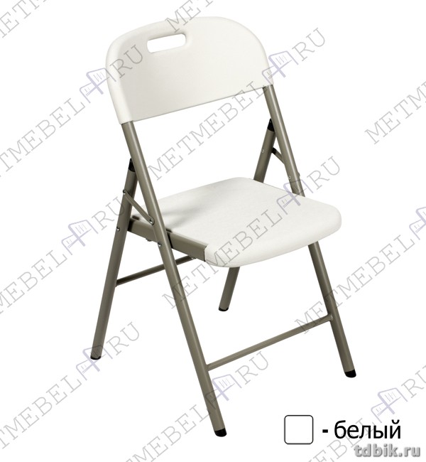 Стул складной пластиковый на мет. каркасе "Сатурн" 470*520*860мм, цв. белый