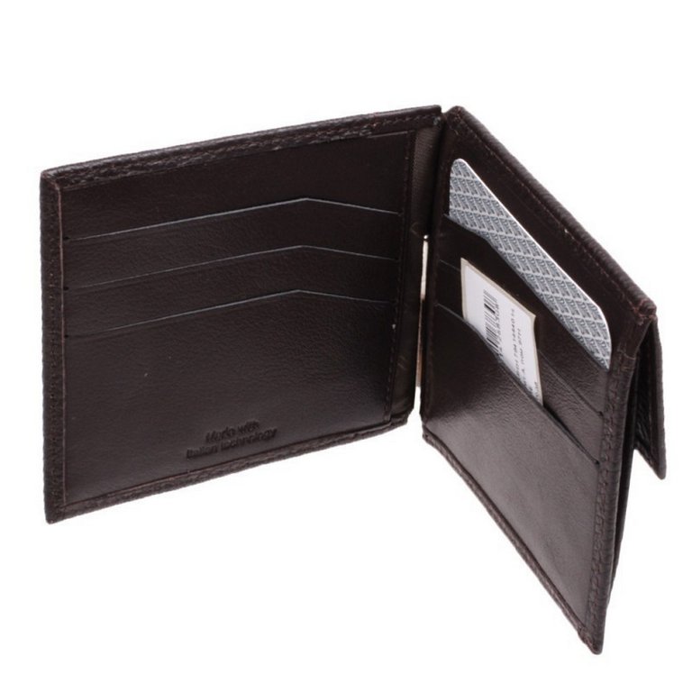 Зажим для денег D.Morelli "Бруно" с монетником, нат.кожа, черный с синим