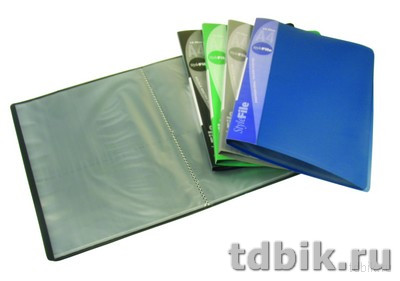 Папка А4 20 прозр.вклад. карман на торце, пластик 0,60 мм черная Бюрократ