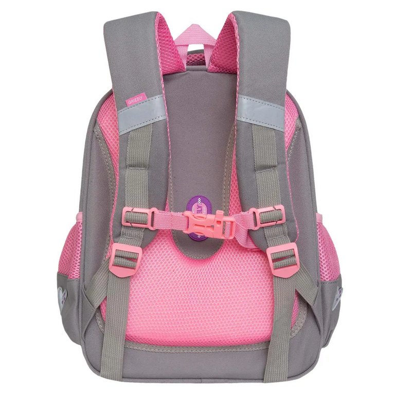 Рюкзак каркасный для девочки Grizzly 28*36*20 см., серый
