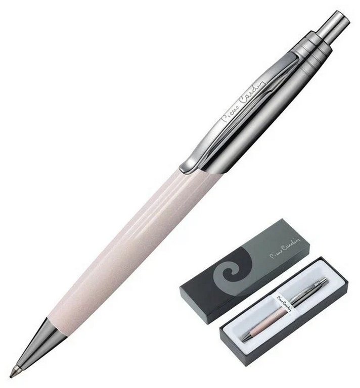 Ручка шариковая Pierre Cardin "Easy" корпус белый/хром, синяя 0,7мм (латунь/лак)