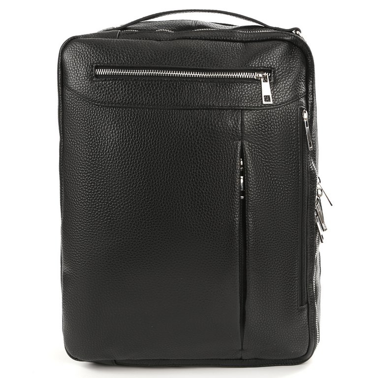 Рюкзак-сумка мужской FABRETTI 39х29х13 см, нат. кожа, черный