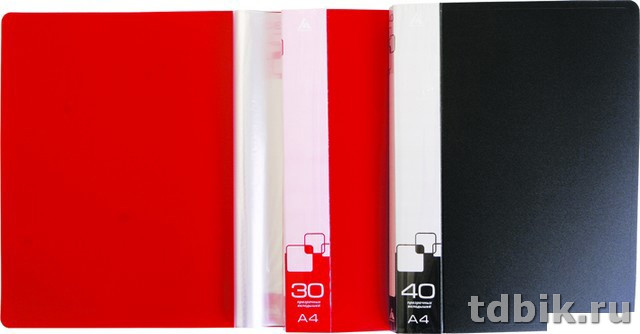 Папка А4 60 прозр.вклад. карман на торце, пластик 0,70 мм красная Бюрократ