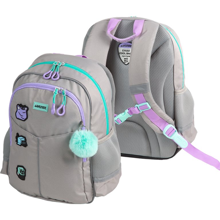 Рюкзак школьный для девочки deVENTE "Lifestyle. Cats&Boxes" 37*28*16 см, серый