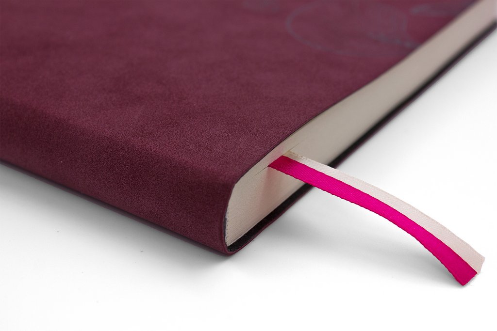 Бизнес-блокнот А4 128л., 205*270 мм, кожзам Полином "LEAVES" клетка+точка, цв. винный/серый