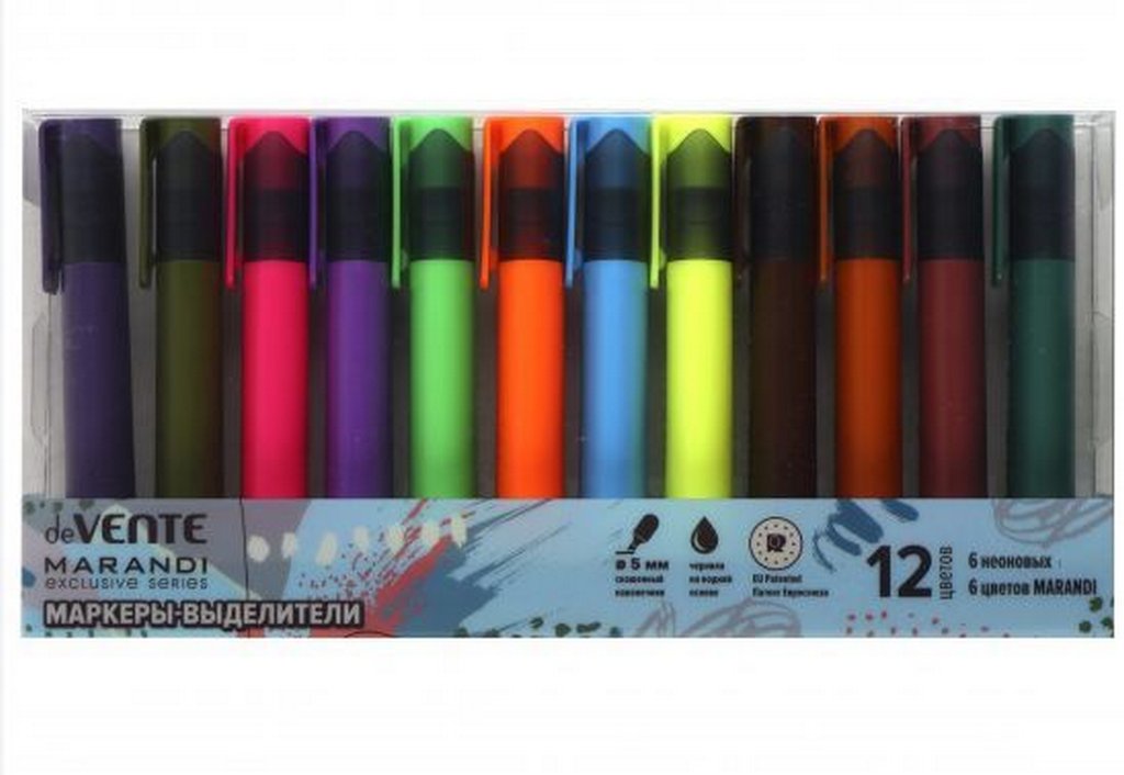 Набор текст-маркеров 12 шт deVENTE (6 неоновых, 6 Marandi)