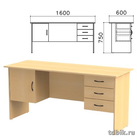 Стол письменный 2 тумбы "Канц"  (1600*600*750мм), цвет бук