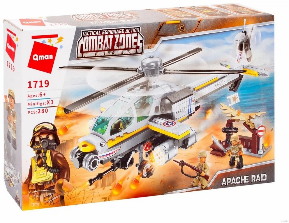 Конструктор пластиковый 280 дет. "Рейд вертолета Апачи" (3+) Qman