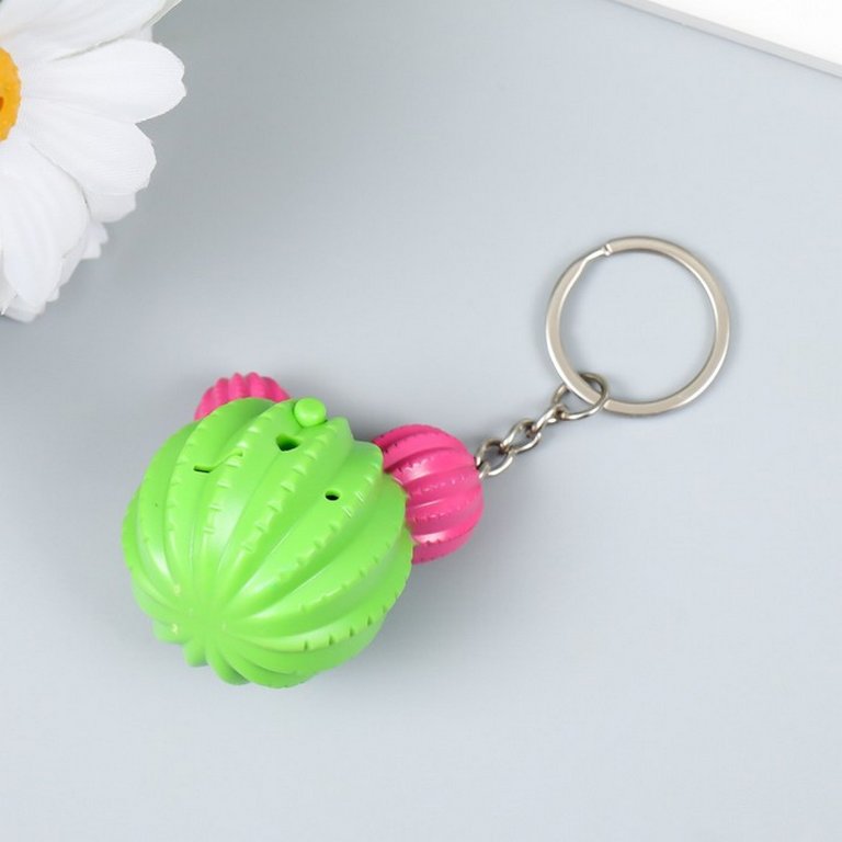 Брелок-фонарик кричалка "Круглый кактус" 4х3,5 см, МИКС