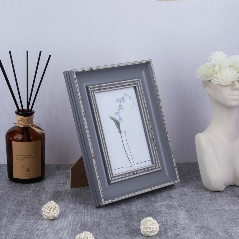 Рамка для фотографий 10*15 см пластик, цв. серый