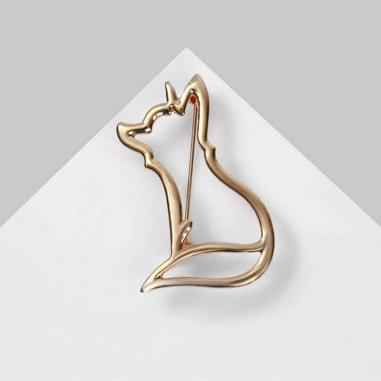 Брошь металл «Лиса сидящая», цвет золото