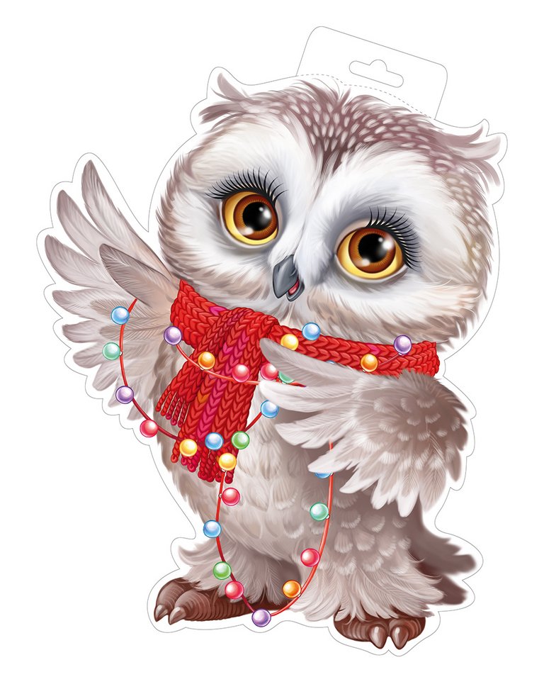 Плакат оформительский   НГ А4 "Сова с гирляндой"