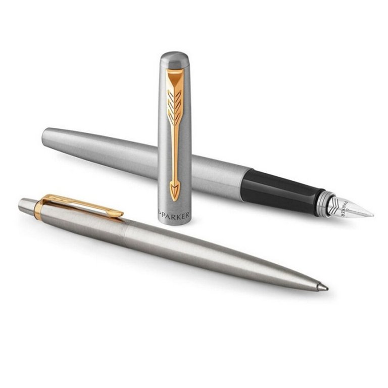 Набор подарочный Parker "Jotter Stainless Stee" (ручка шарик. 1мм и ручка перьев 1мм, корп. серебро)