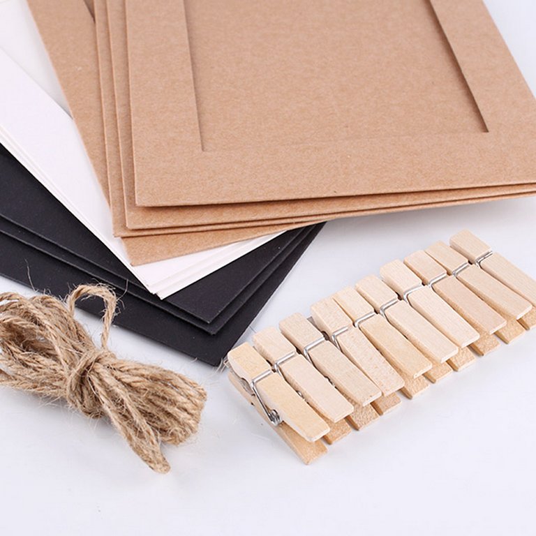 Рамки для фотографий в наборе 9х13 см (10 бум. рамок, 10 прищепок+ шпагат)