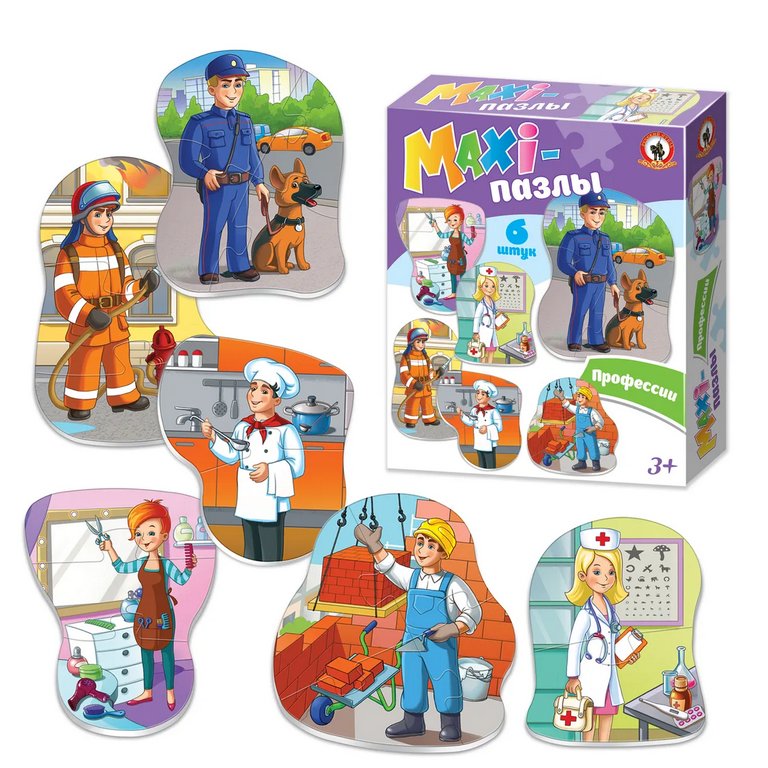 Пазлы MAXI  18 дет. "Профессии" Русский стиль