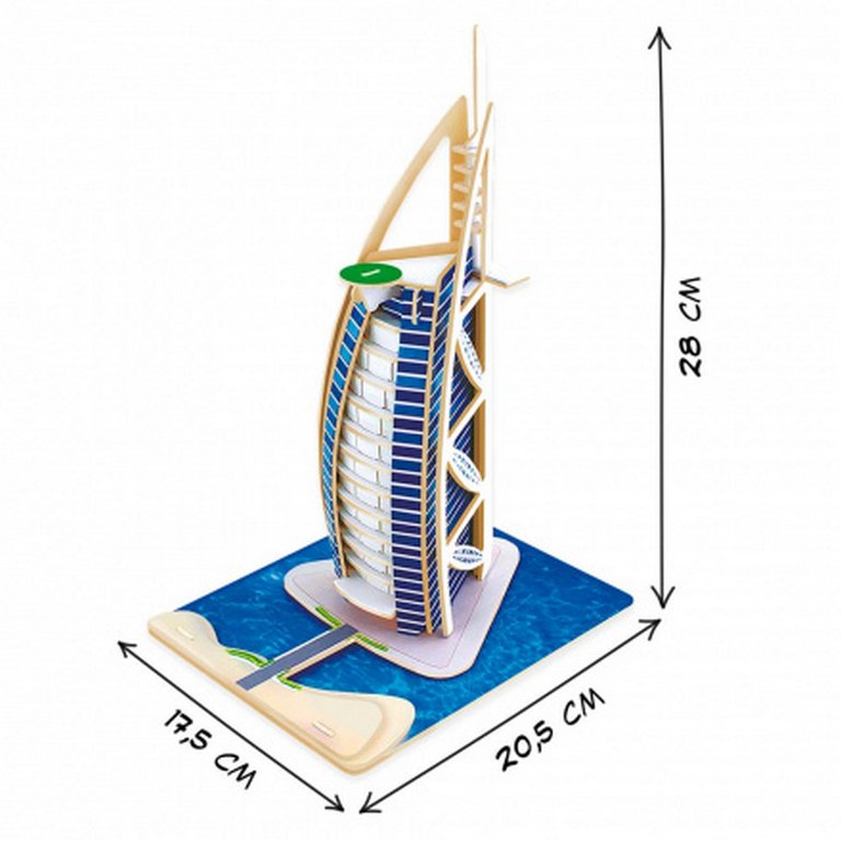 Пазл 3D деревянный "Отель Парус" 23,5*37,5 см. ГЕОДОМ