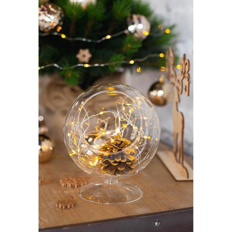 Гирлянда комнатная Нить  "Роса"  5м, 50 теплых ламп, на батарейках (от 0 до +35 °С)