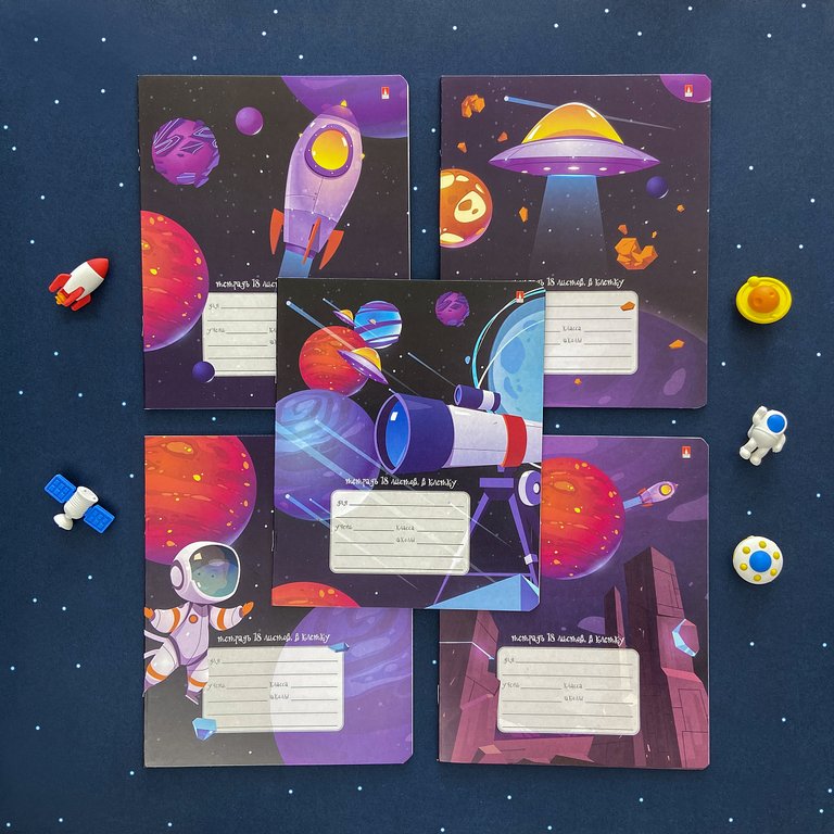 Тетрадь 18 лист кл. А5 "КОСМИЧЕСКОЕ ПУТЕШЕСТВИЕ" 5 ВИДОВ