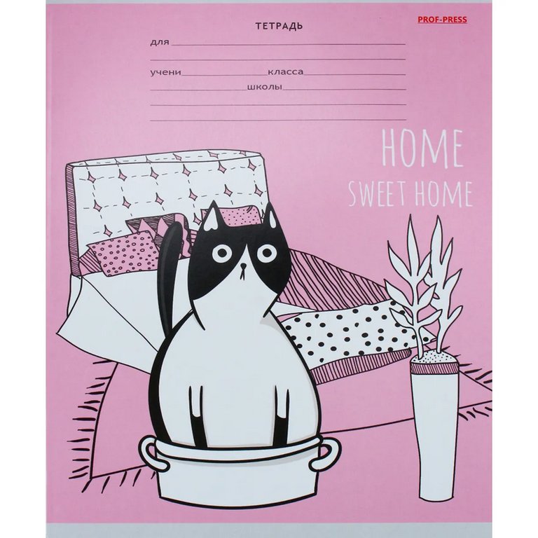 Тетрадь 18 лист лин. А5 Prof-Press "КОТЫ НА РОЗОВОМ" 5 видов, мелов. обл.
