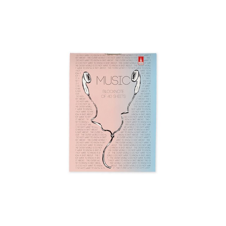 Блокнот А7  40л.,  68*101 мм, на скрепке Альт "SOUNDMANIA" мягкая обл, 4 вида