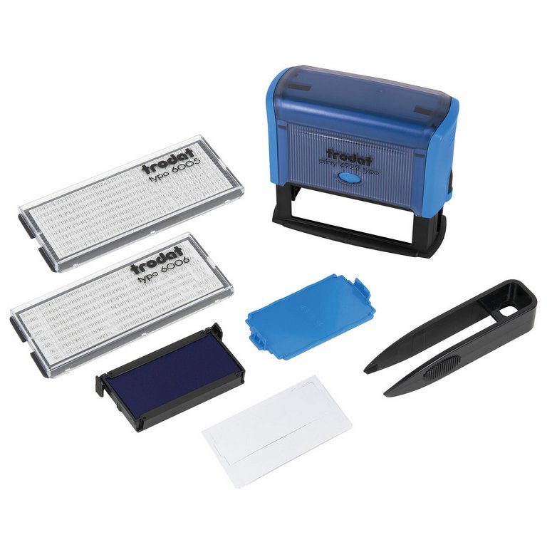 Штамп самонаборный  5 стр 82х25 мм 2 кассы Trodat, корпус синий