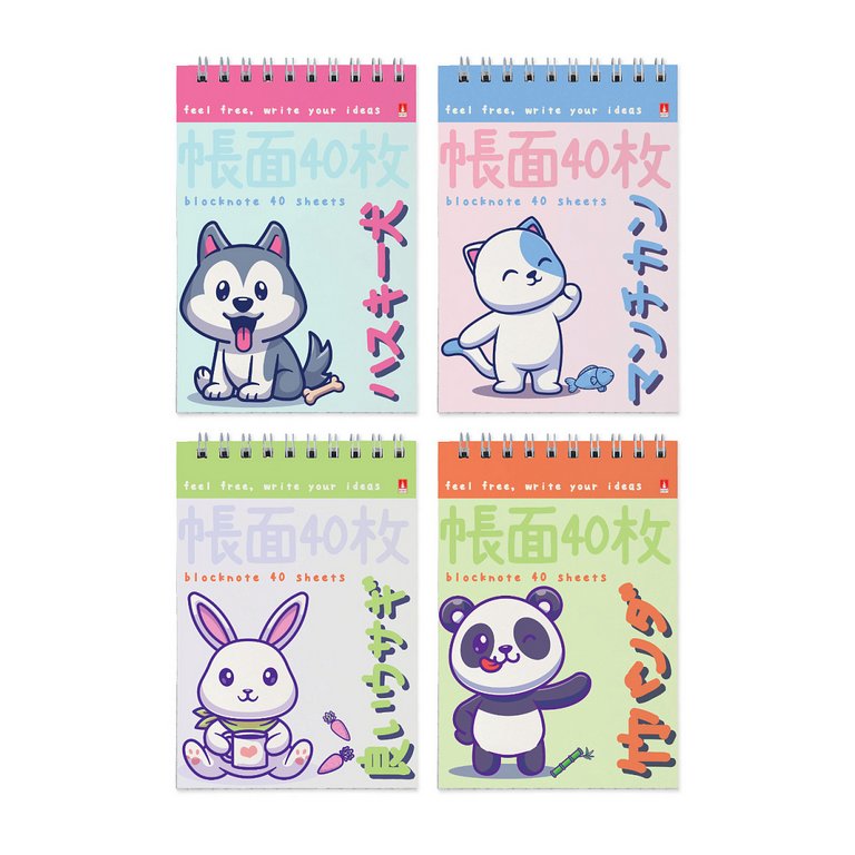 Блокнот А6  40л., 105*148 мм, на гребне Альт "KAWAII ANIMALS" 4 вида