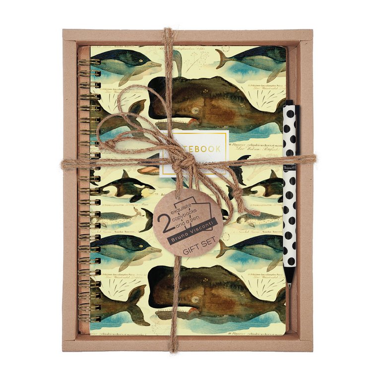 Набор подарочный BrunoVisconti "КИТЫ" (ТЕТРАДЬ НА ГРЕБНЕ В ТОЧКУ + РУЧКА)