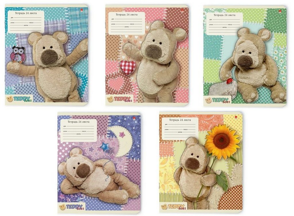 Тетрадь 24 лист лин. А5 "МИШКА ТЕДДИ" 5 ВИДОВ
