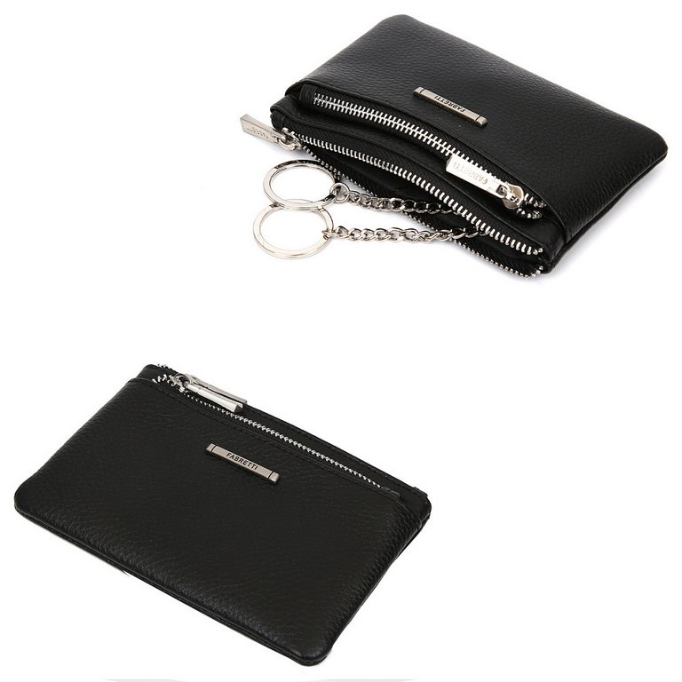 Портмоне FABRETTI женское, нат. кожа, 13,5*9*0,5см,  черный