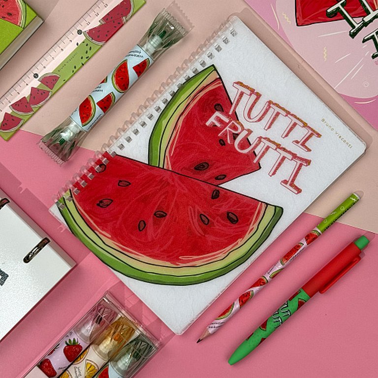 Тетрадь 60 лист кл. А5 на гребне, "Tutti frutti. Арбуз"