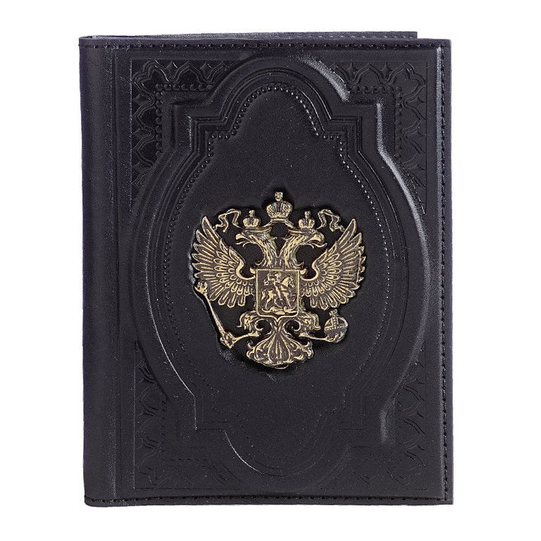 Обложка для автодокументов Макей, нат. кожа с Гербом, черная