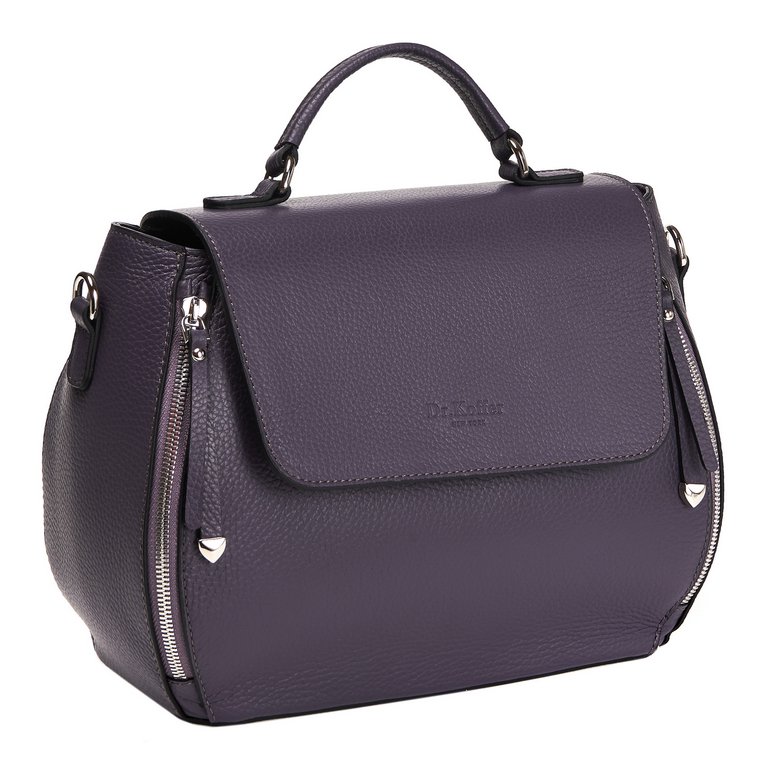 Сумка женская Dr.Koffer 28x22x13 см, нат. кожа, фиолетовая