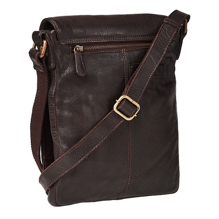 Сумка мужская Dr.Koffer 27*23*4см, нат. кожа, на плечевом ремне, коричневая