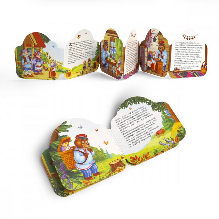 Книга картонная Гармошка Однажды в сказке "Маша и медведь" 10 стр. Malamalama