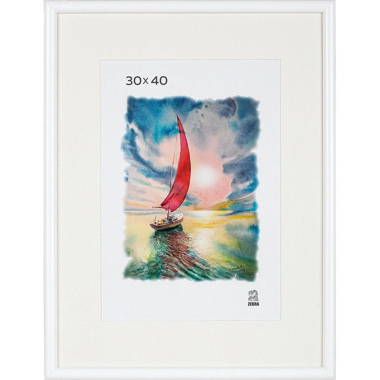 Рамка для фотографий 30*40 см пластик цв. белый (вставка стекло) Зебра (багет 14мм)