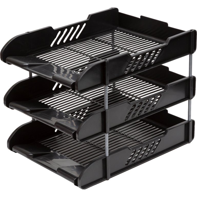 Лоток горизонтальный тройной Attomex с пластиковыми стержнями, черный