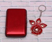 Набор подарочный "Настоящей леди" (визитница+брелок), цвет красный