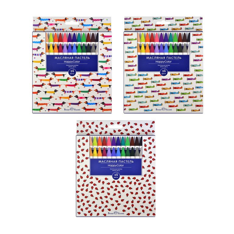 Пастель масляная 24 цв. BrunoVisconti "SKETCH&ART" трехранные мелки