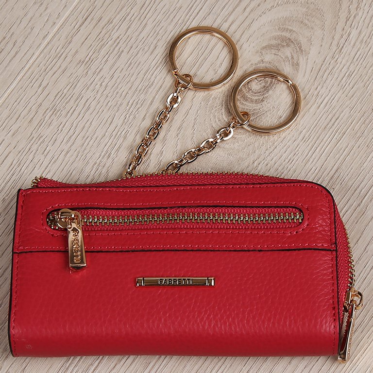 Футляр для ключей FABRETTI нат. кожа, 13,5*8*2,5 см, коралловый