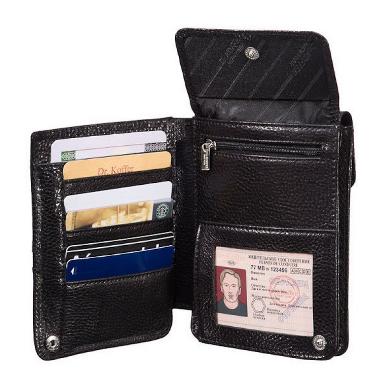 Сумка для документов Dr.Koffer 16*21*9см, нат. кожа, черная
