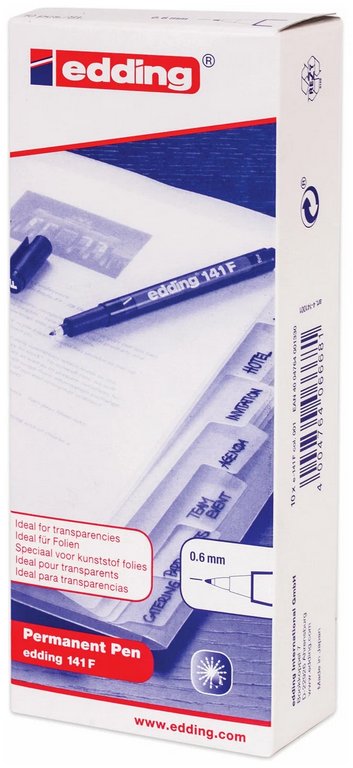 Маркер для прозрачных пленок 0,6мм Edding 141 перманентный черный